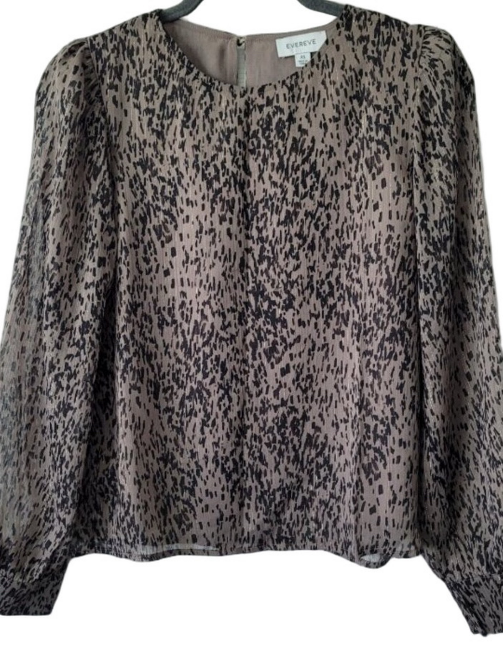 NEW EVEREVE Women's Blouse With Black and Tan Leopard Print Size XS
